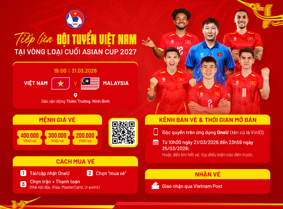 Vòng loại Asian Cup: Vé xem trận Việt Nam - Malaysia cao nhất 400.000 đồng

